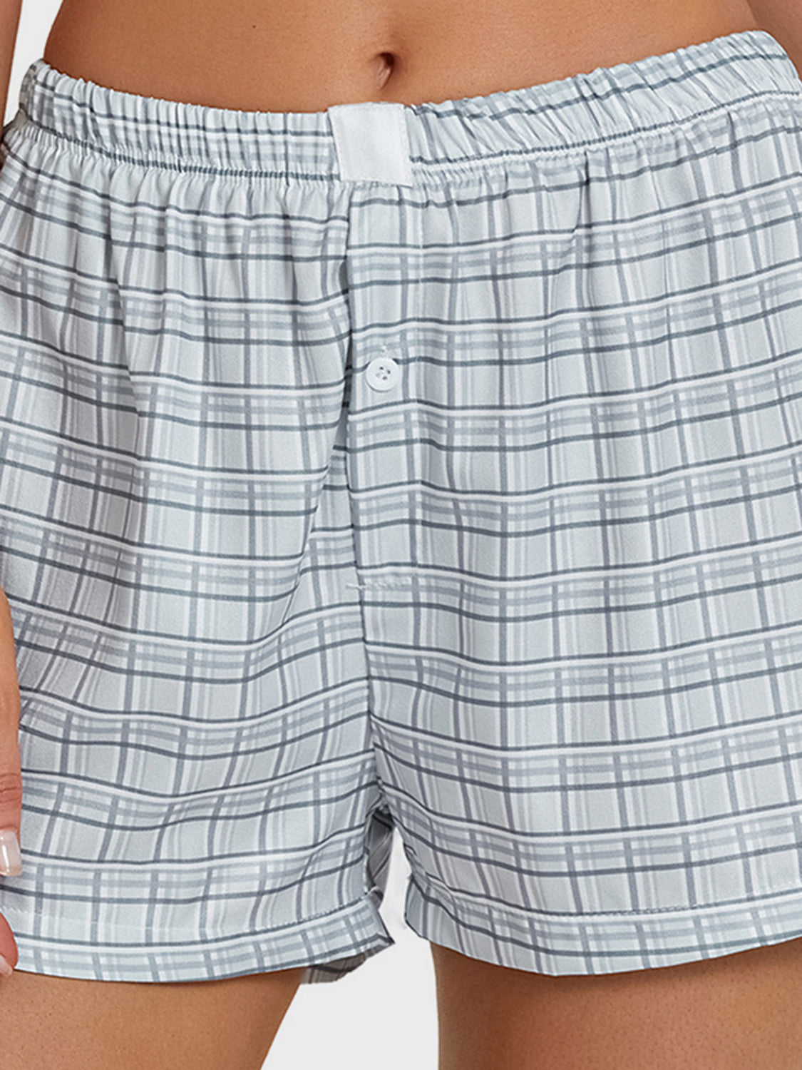 Plaid Elastic Waist Shorts