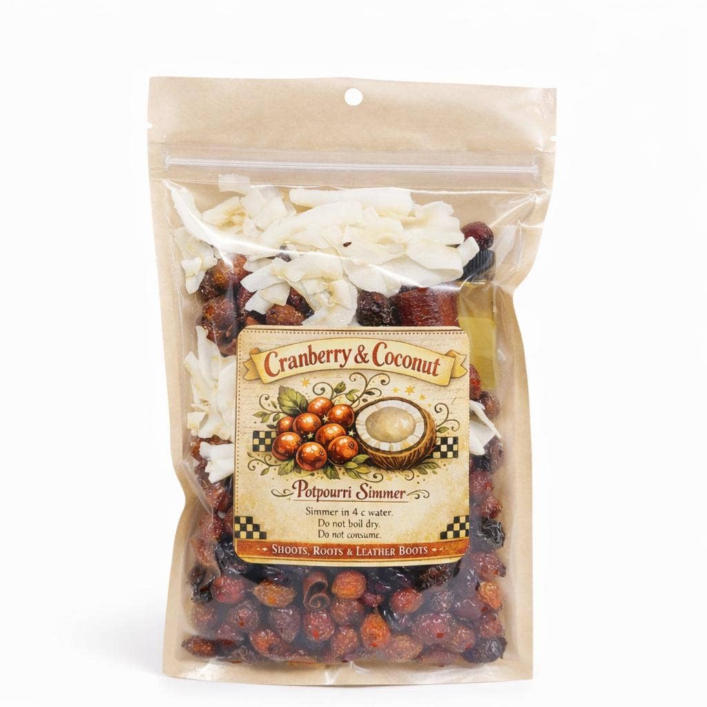Packaged product with 'Cranberry & Coconut' label on a white background