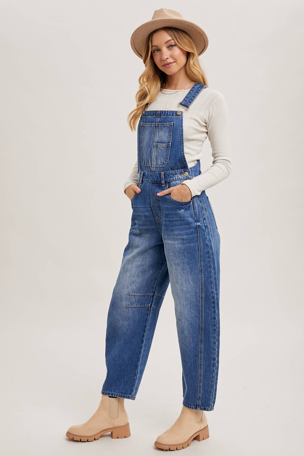 Boho Barrel Denim Overalls