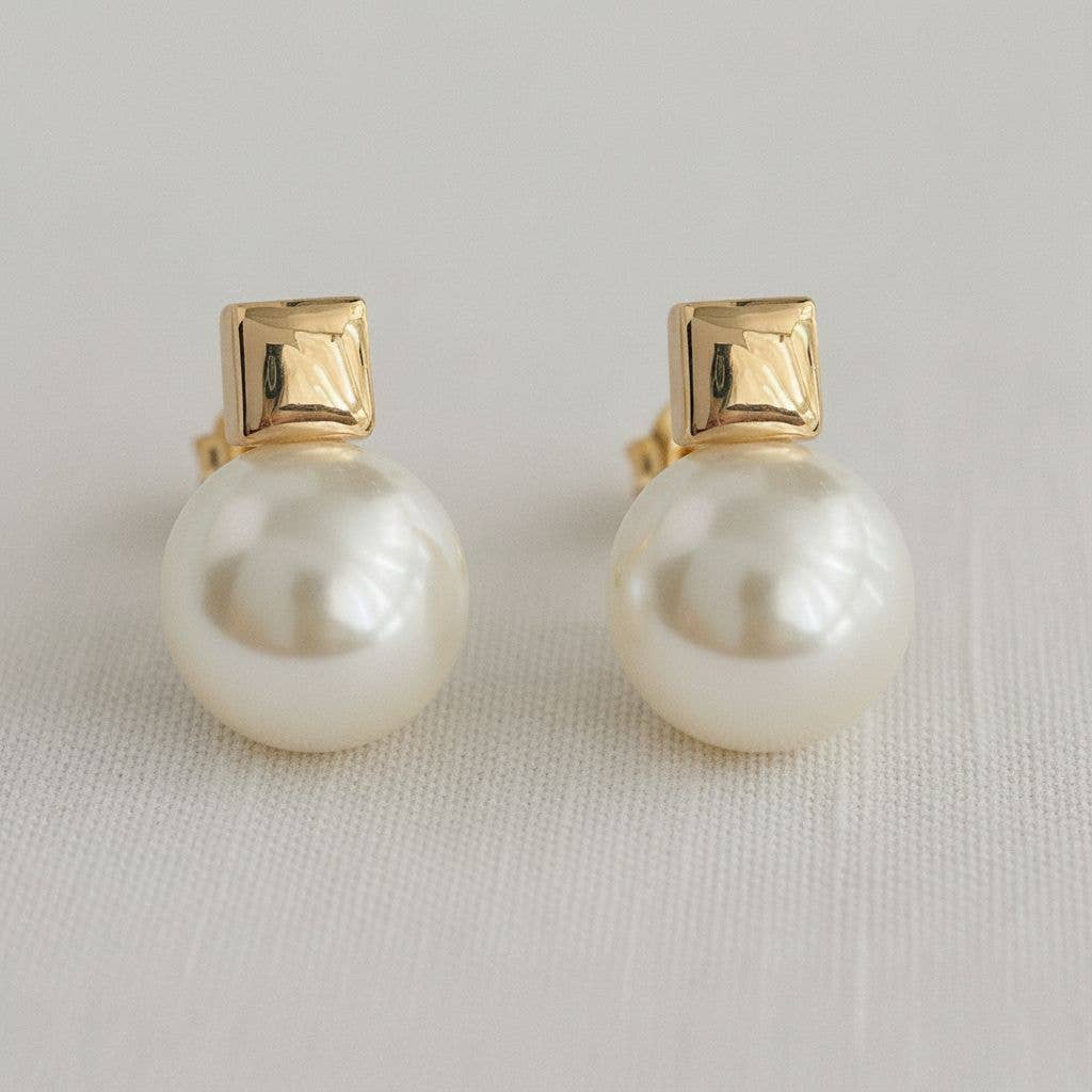 Modern Pearl Drop Studs