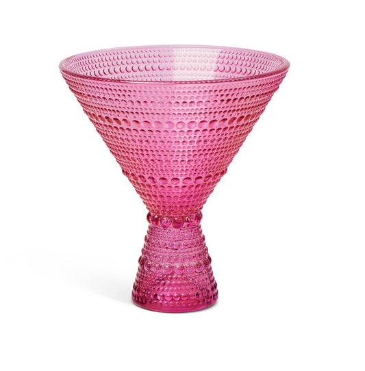 Hobnail Hot Pink Iridescent Martini Glass