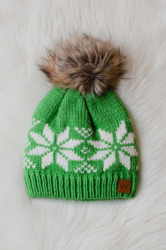 Snowflake Cable Knit Pom Hat