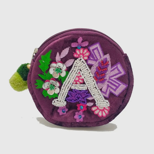 Beaded Initial Mini Pouch