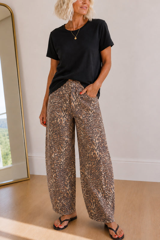 Everyday Leopard Barrel Jean