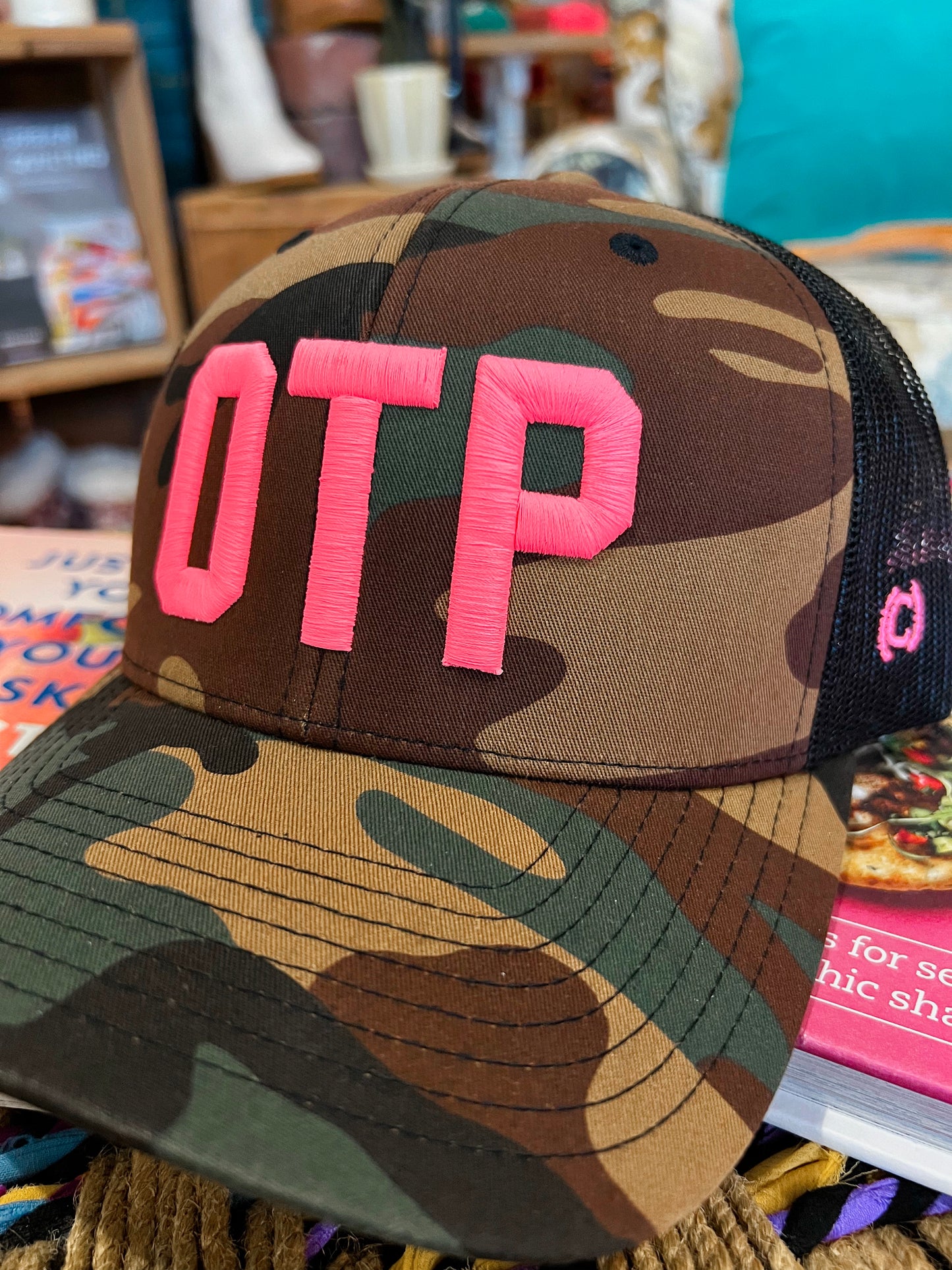 OTP Trucker Hat - Camo + Neon Pink