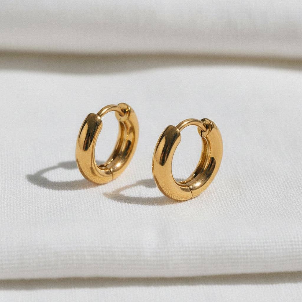 gold stainless steel medium huggie hoop earrings everyday hoops