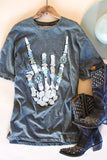 Skeleton Rock On Oversized Graphic Tee