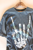 Skeleton Rock On Oversized Graphic Tee