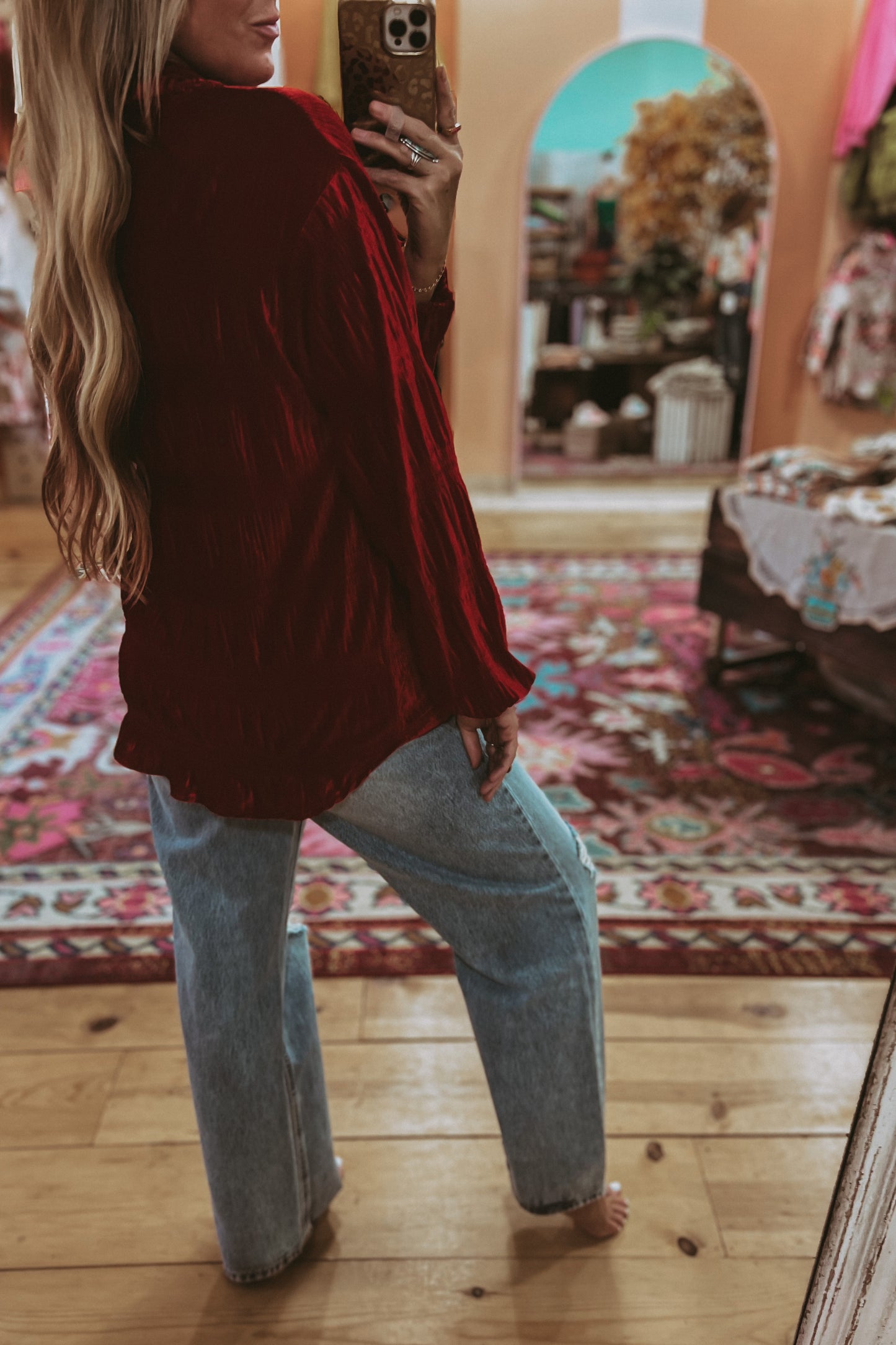 To The Moon Velvet Blouse