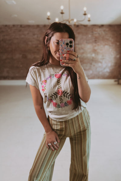 Natural Life Boxy Floral Peace Tee