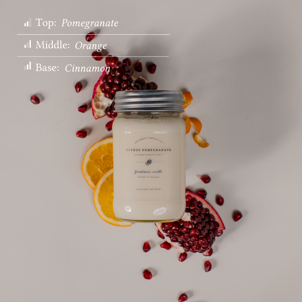 Antique Candle Co.® - Citrus Pomegranate - Soy Wax Mason Jar Candle