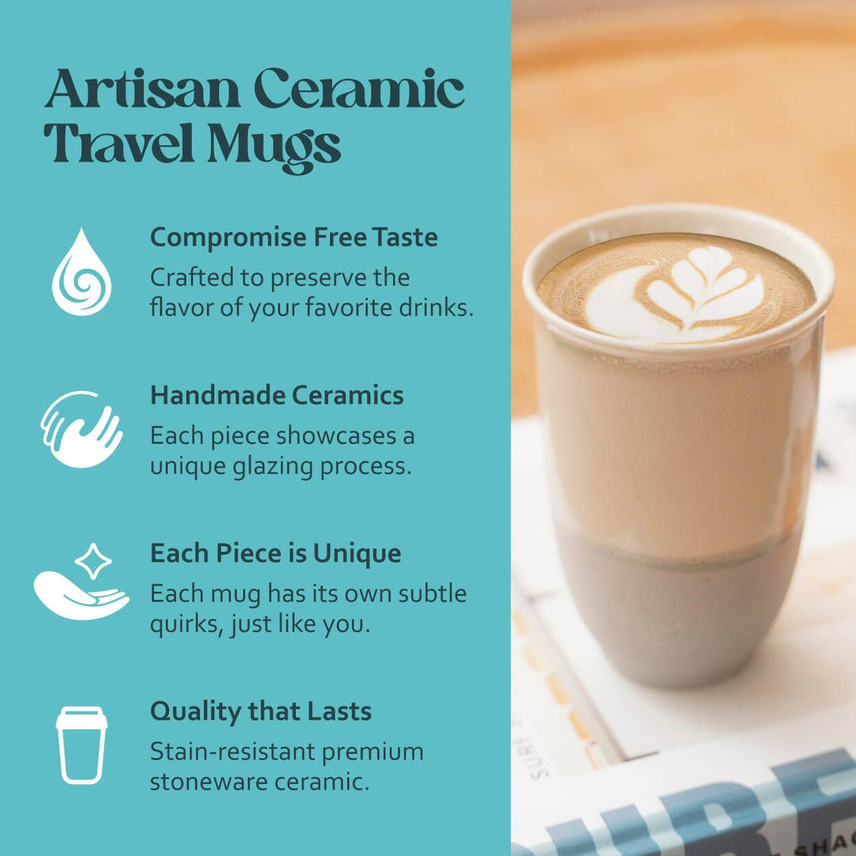 Nova Ceramics Travel Mugs - Dune 12oz Ceramic Travel Mug – Eco-Friendly Artisan Mug