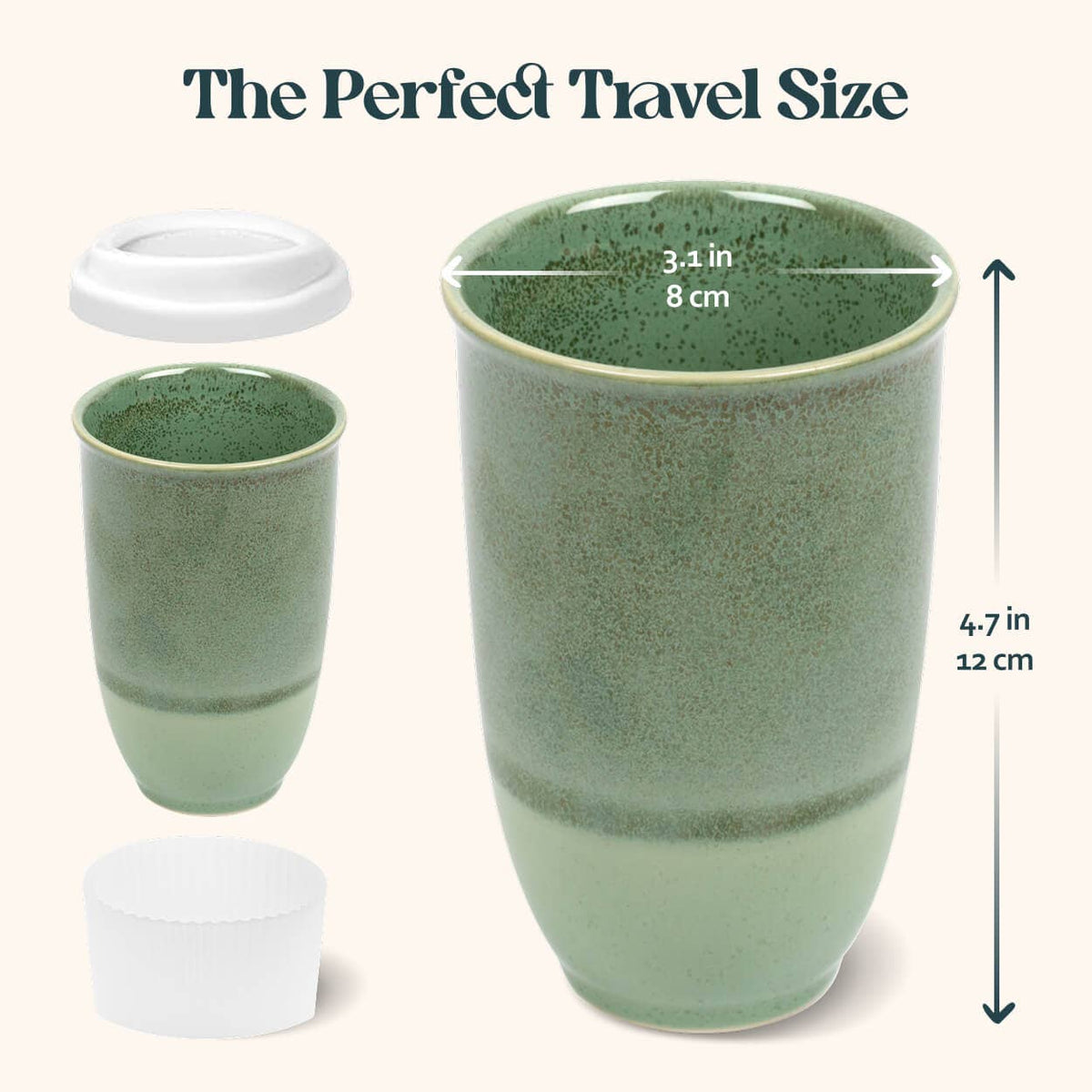 Nova Ceramics Travel Mugs - Emerald 12oz Ceramic Travel Mug – Reusable & Stylish