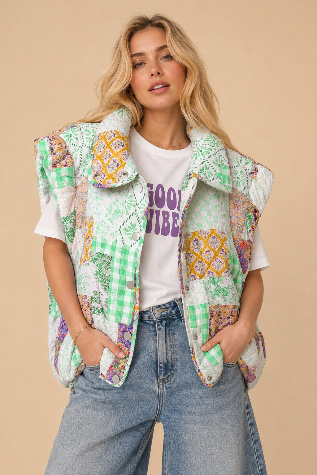 J.NNA - Patchwork Puffer Vest