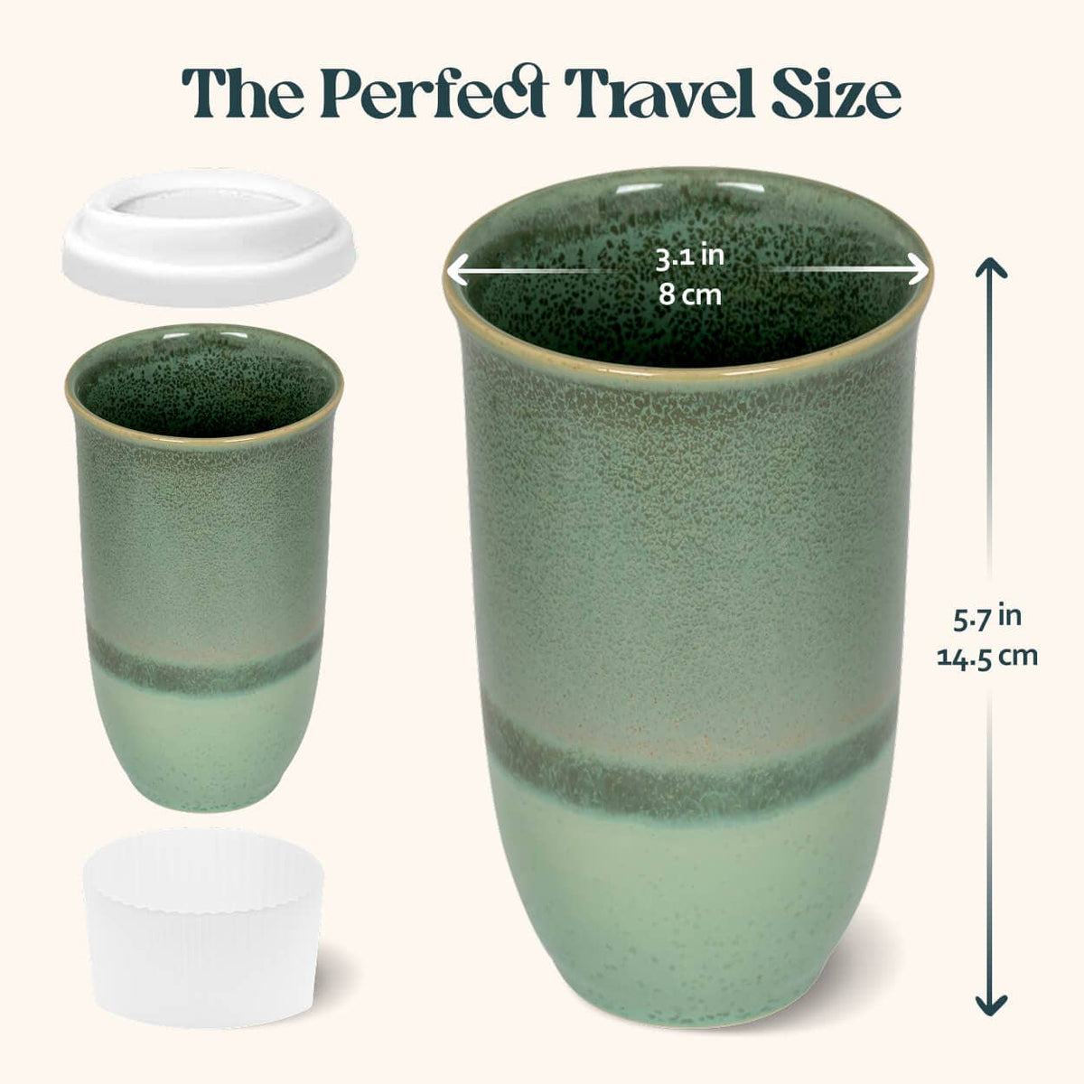 Nova Ceramics Travel Mugs - Emerald 16oz Ceramic Travel Mug – Forest-Inspired & Reusable
