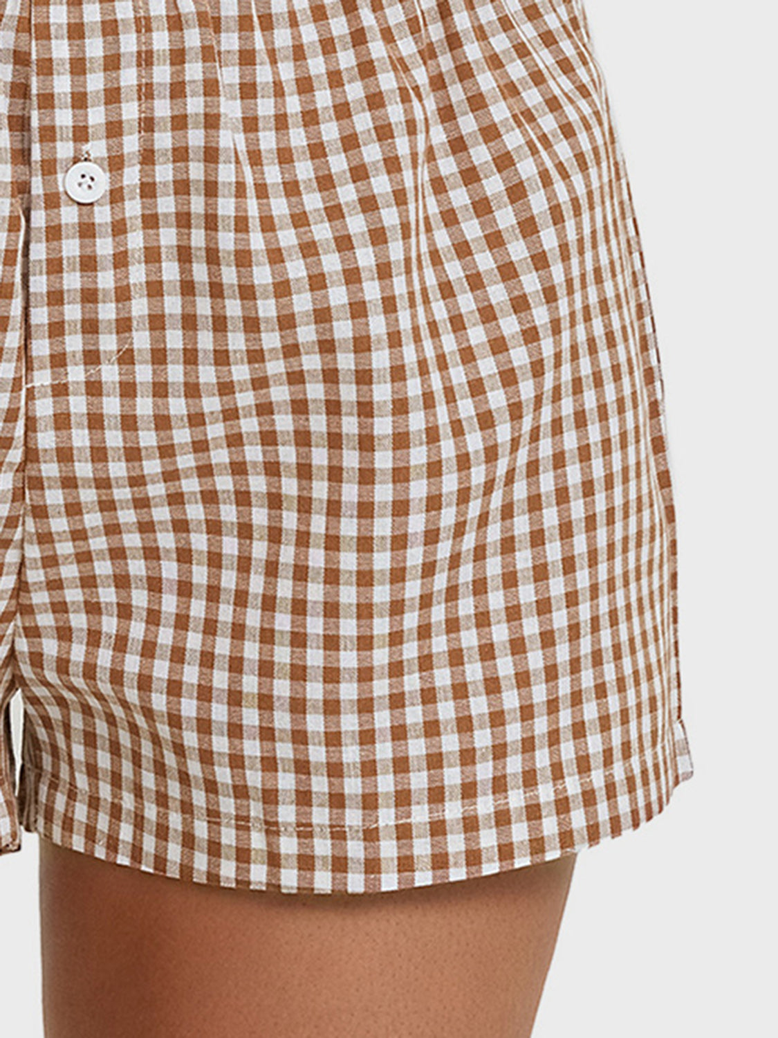 Plaid Elastic Waist Shorts