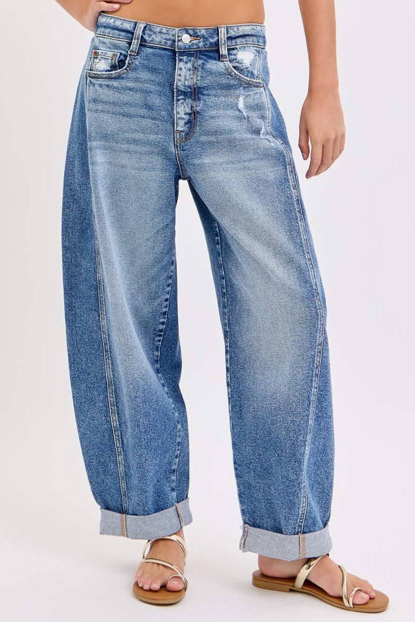 mid rise barrel leg jeans medium wash rolled cuff
women’s relaxed barrel denim jeans medium wash
cello barrel jeans rolled cuff mid rise fit
modern barrel leg denim boutique jeans
trending women’s barrel jeans relaxed silhouette
