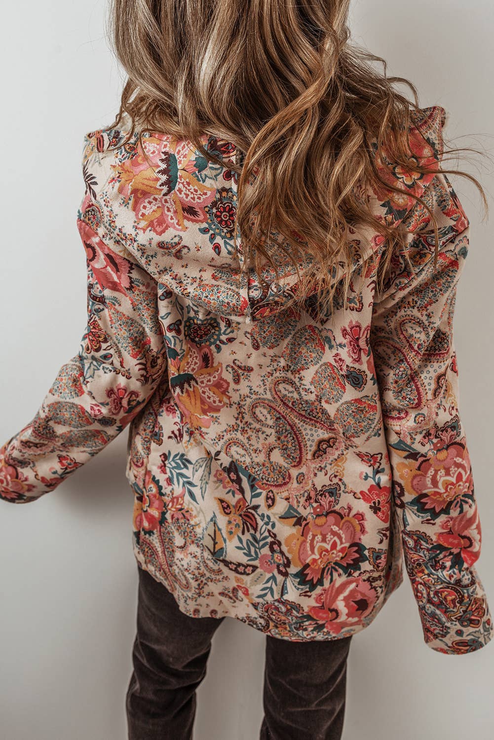 Vintage Paisley Floral Sherpa Lined Hooded Jacket