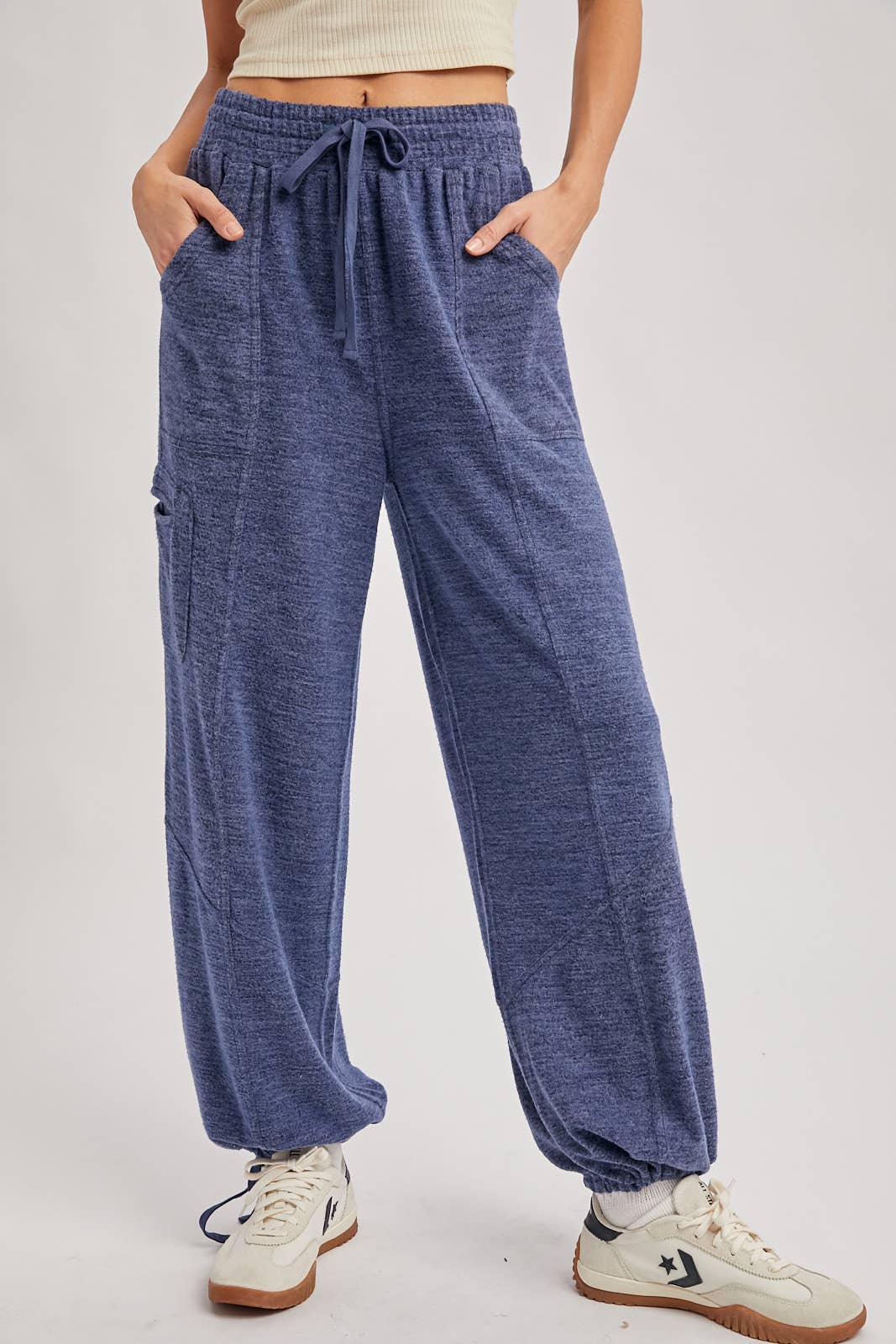 Bluivy - DRAWSTRING HIGH WAIST JOGGER SWEATPANTS
