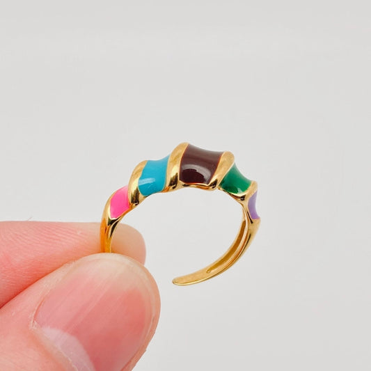 Birdie & Fern Vintage Inspired Adjustable Enamel Ring