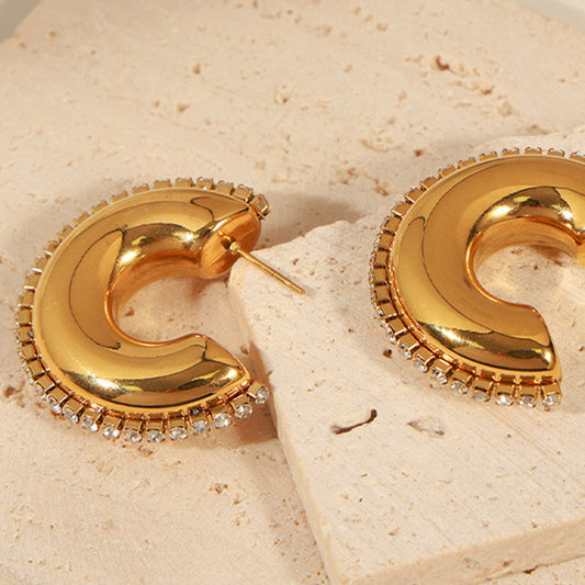 Birdie & Fern Inlaid C-Hoop Earrings