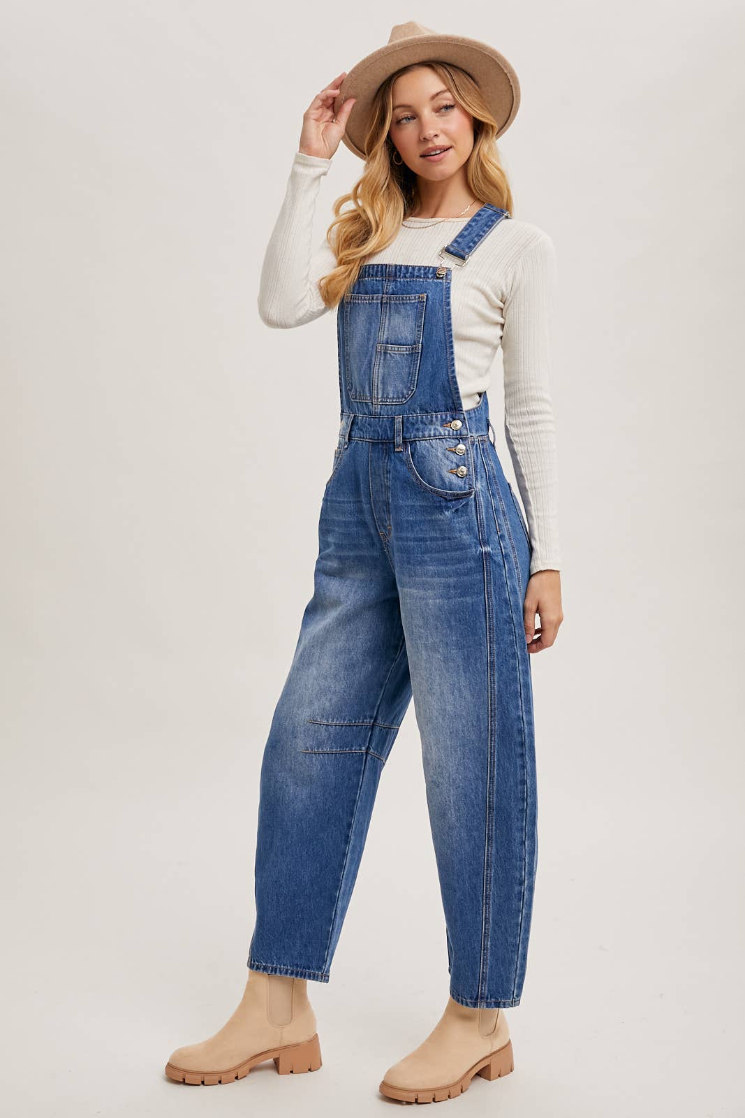 Boho Barrel Denim Overalls