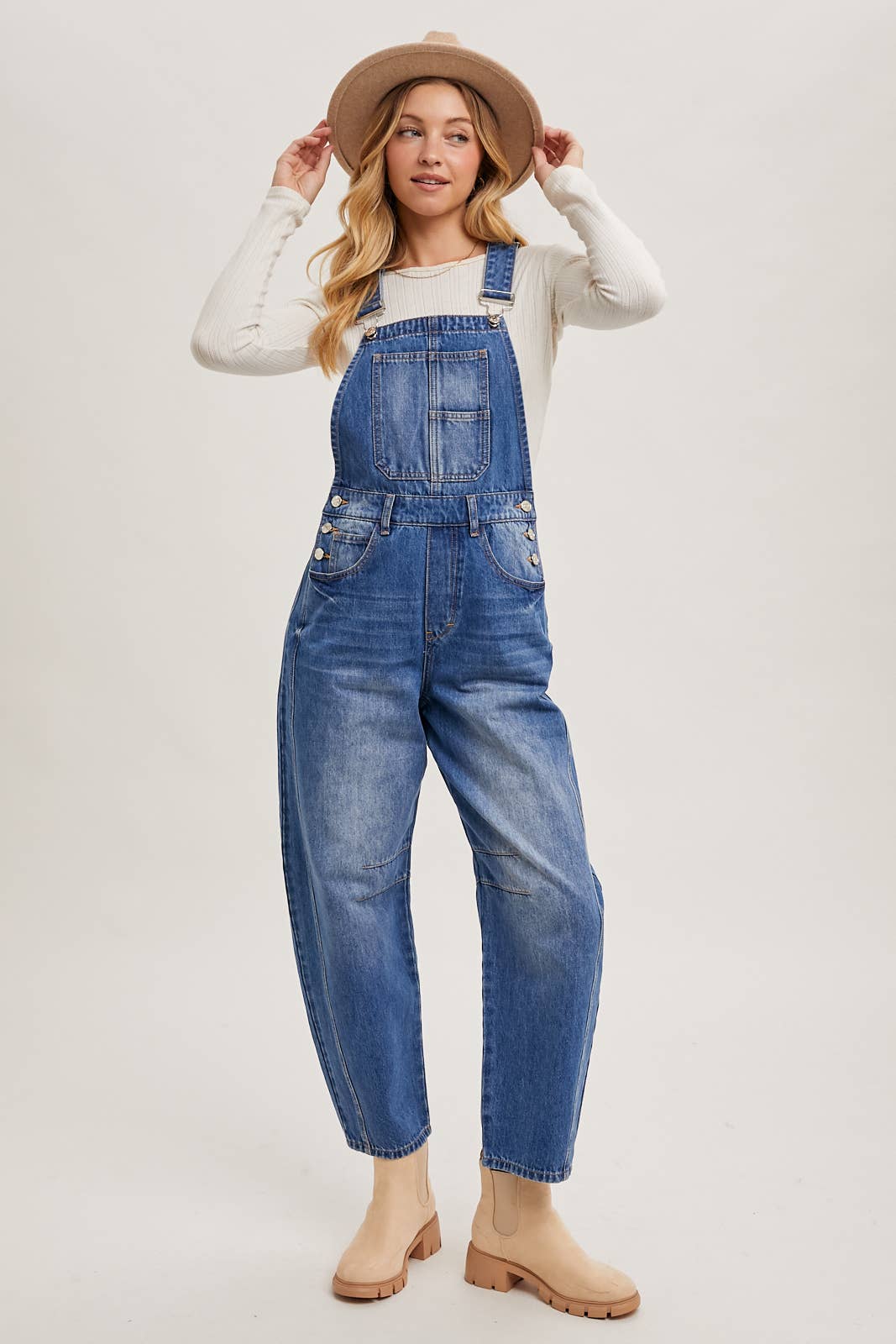 Boho Barrel Denim Overalls