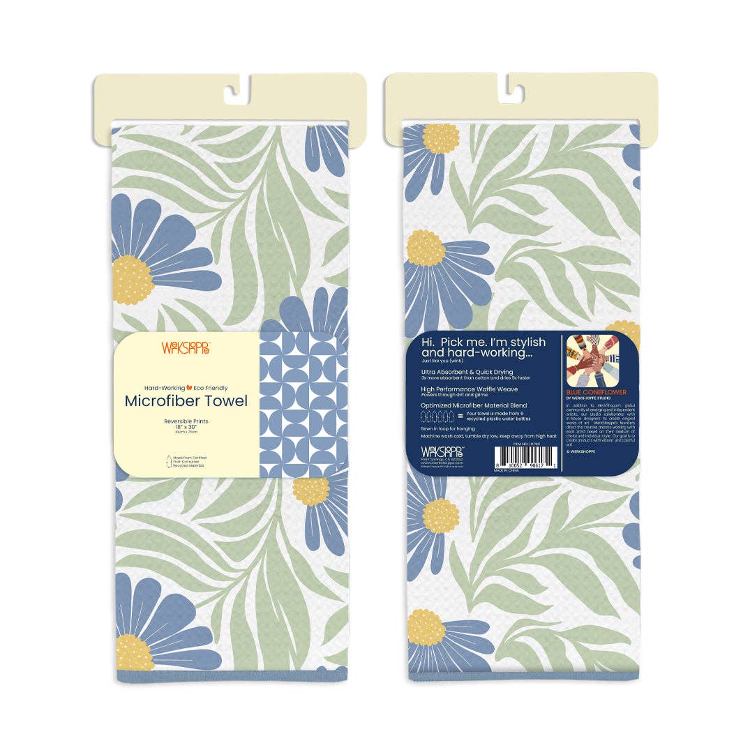 WerkShoppe - Blue Coneflower Microfiber Kitchen Towel