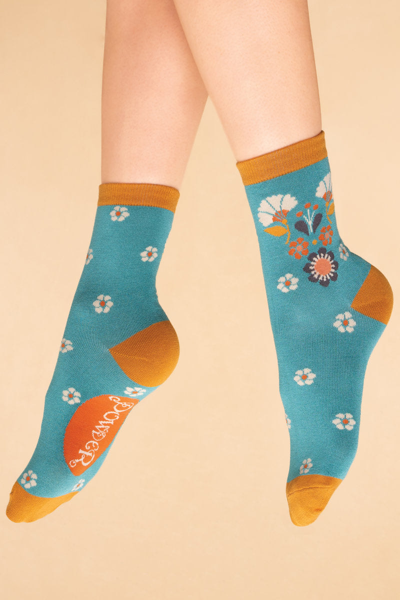 Floral Art Deco Ankle Socks