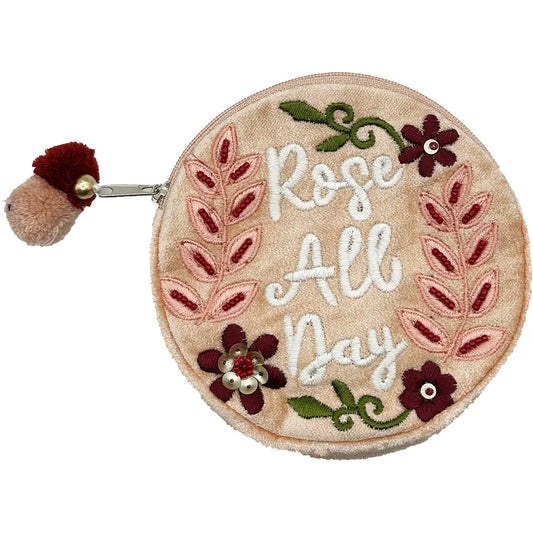 'Rose All Day' Velvet Beaded Pouch