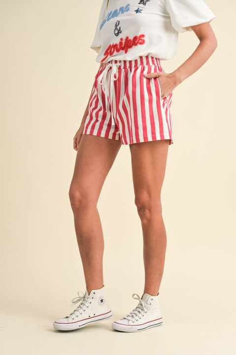 Stripe Twill Denim Shorts