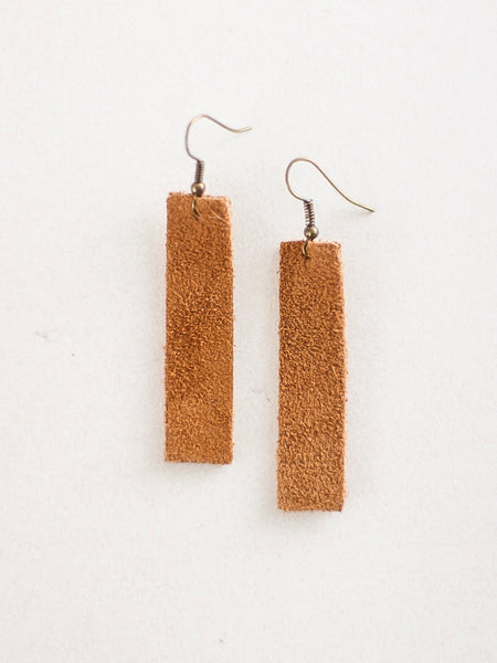 Jones & Lake Leather Drop Bar Earrings