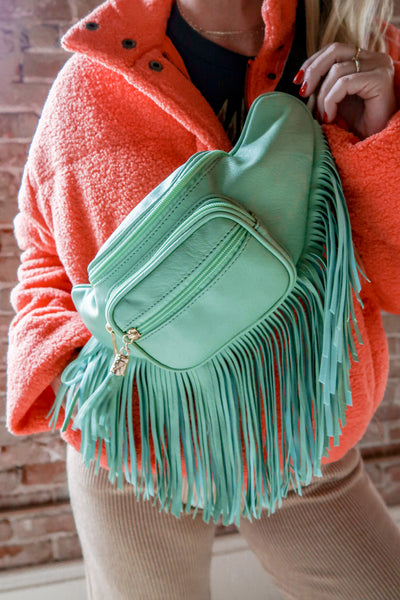 Leather Fringe Belt Bag