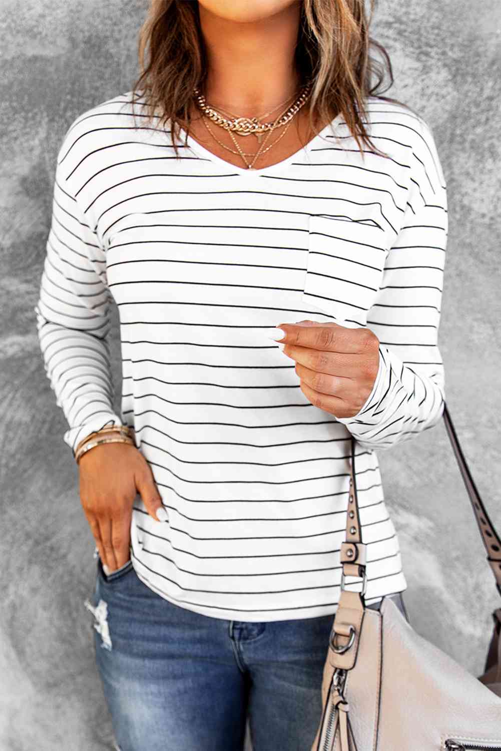 Basic Striped Long Sleeve T-Shirt