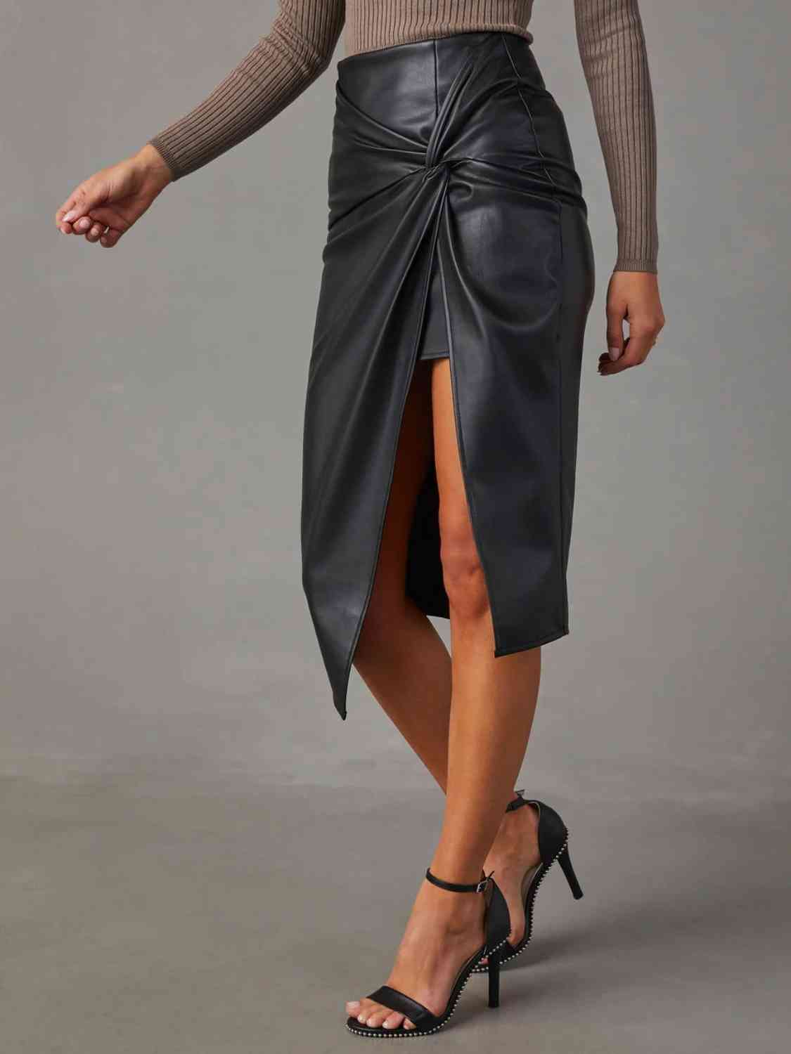 Twist The Story Pleather Skirt