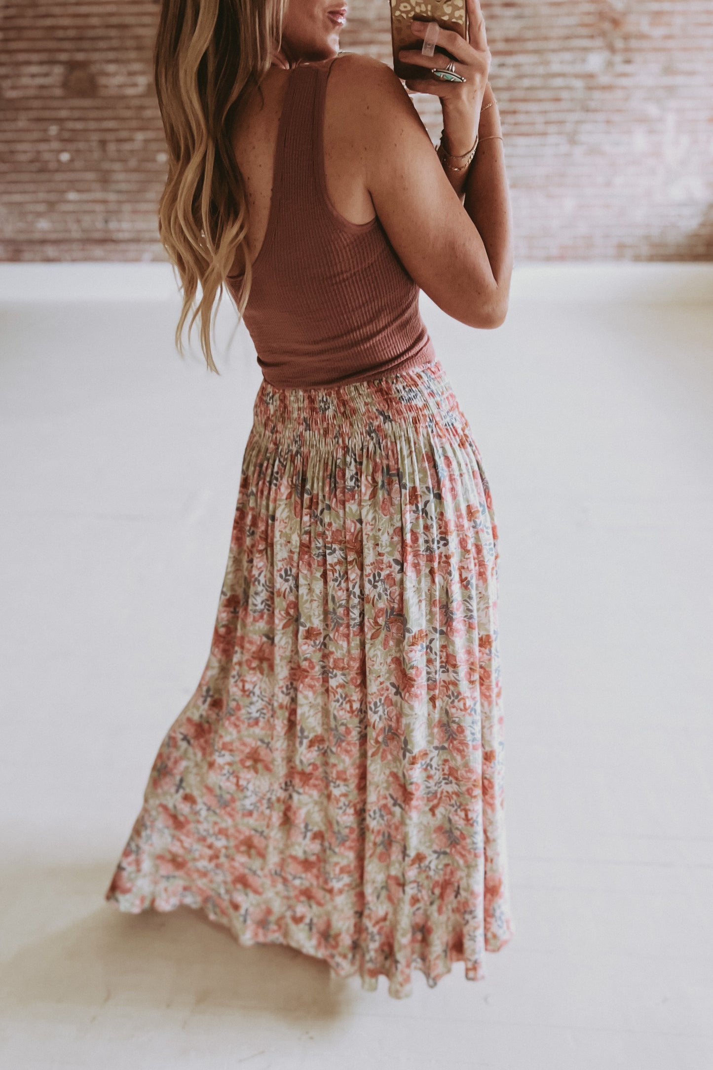 Smocked Waist Maxi Skirt