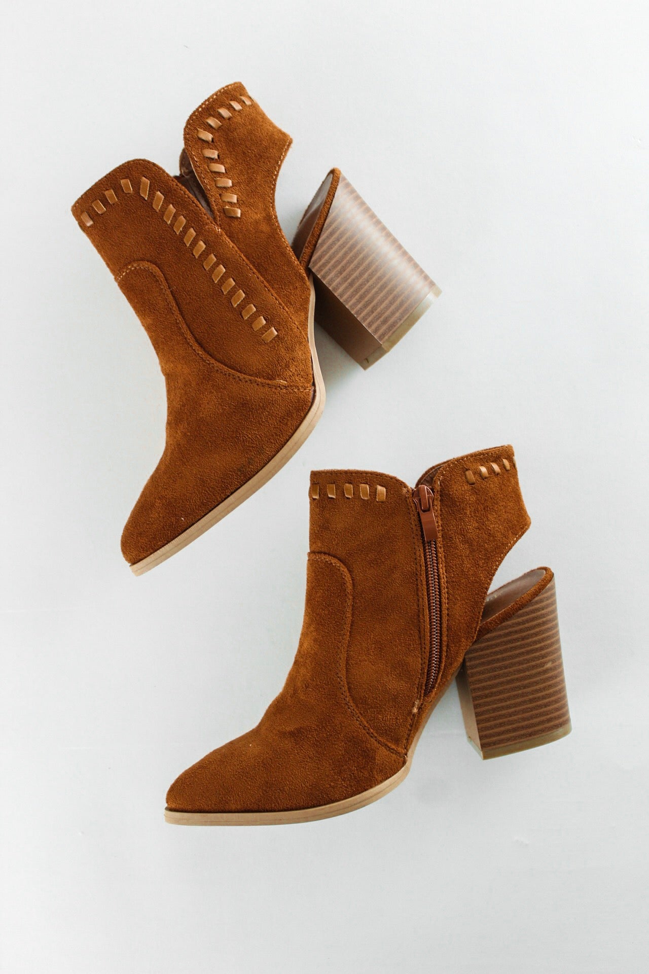 Stitched Block Heeled Booties