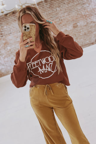 "Fleetwood Mac" Cropped Thermal Henley