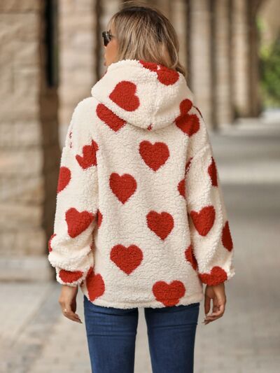 Fuzzy Sherpa Heart Hoodie