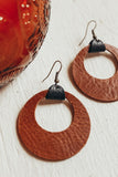 Jones & Lake Leather Double Circle Earrings - Saddle