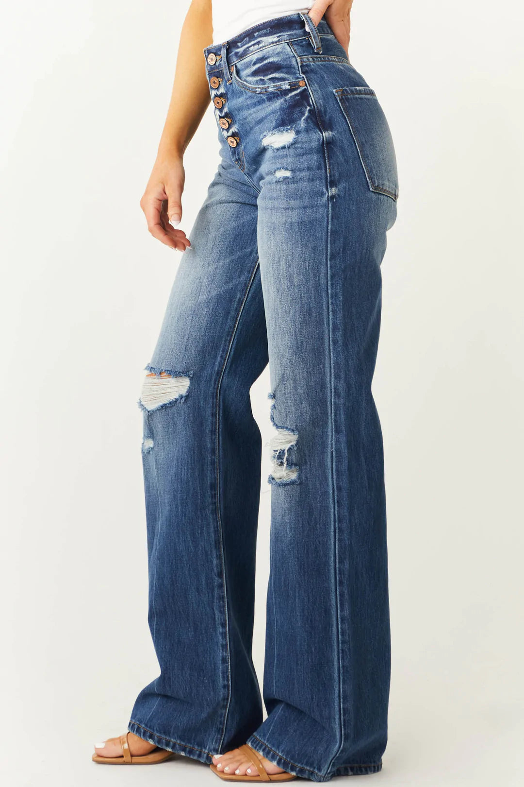 KanCan High Rise 5 Button Flare Jeans