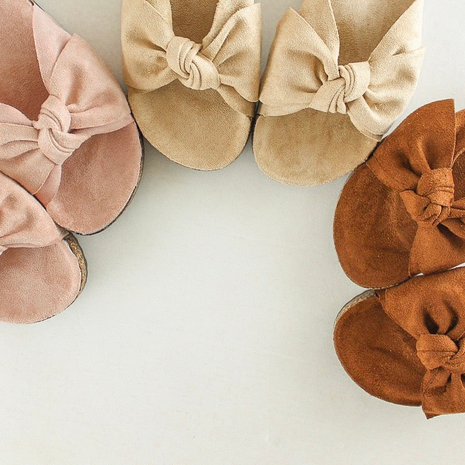 Suede Bow Slide