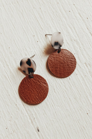 Handmade in the USA leather earrings. 