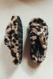 Criss Cross Faux Fur Slippers - Leopard