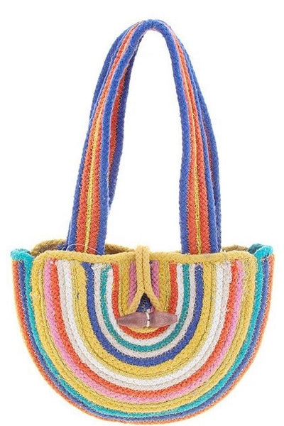 Rainbow Vibes Straw Shoulder Bag