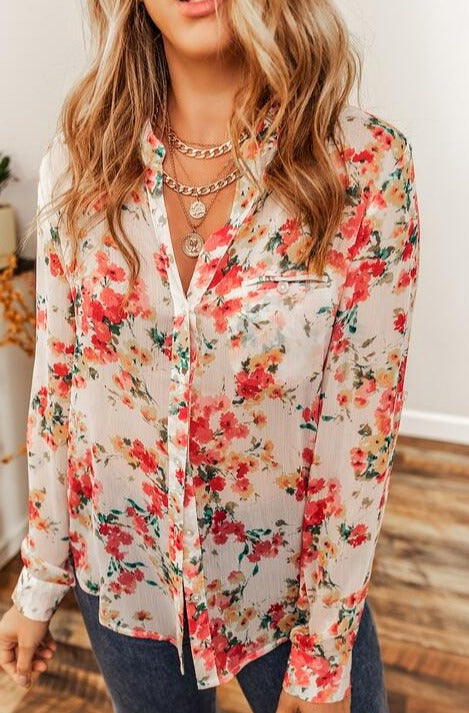 Olivia Floral Button Up Blouse