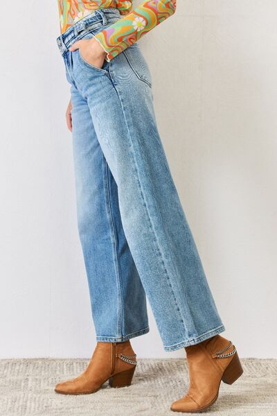 Kancan Pin-tucked High Waist Wide Leg Jeans