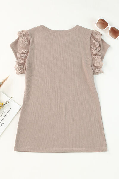 Casually Lace Cap Sleeve T-Shirt