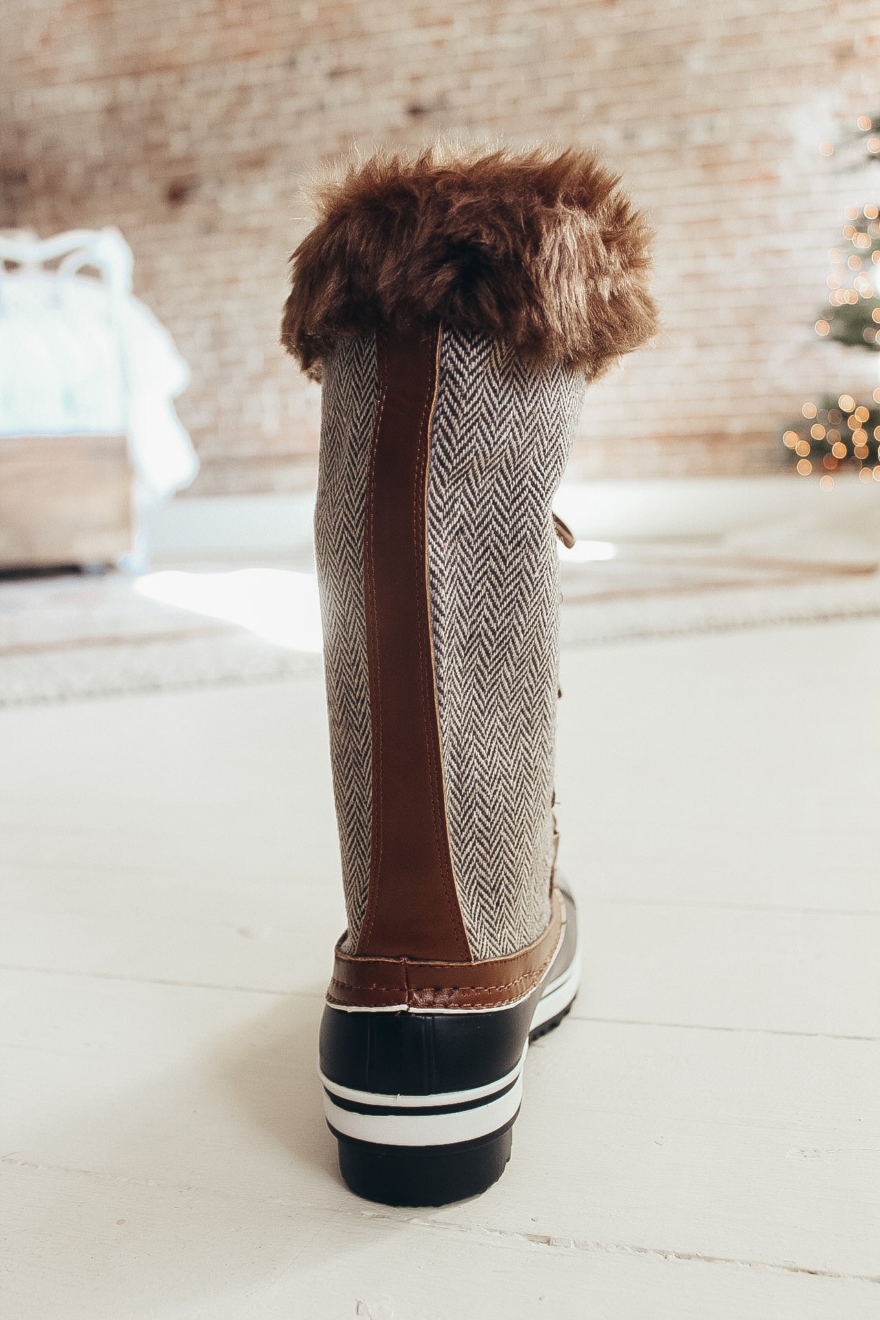 Tweed Fur Lined Duck Boots