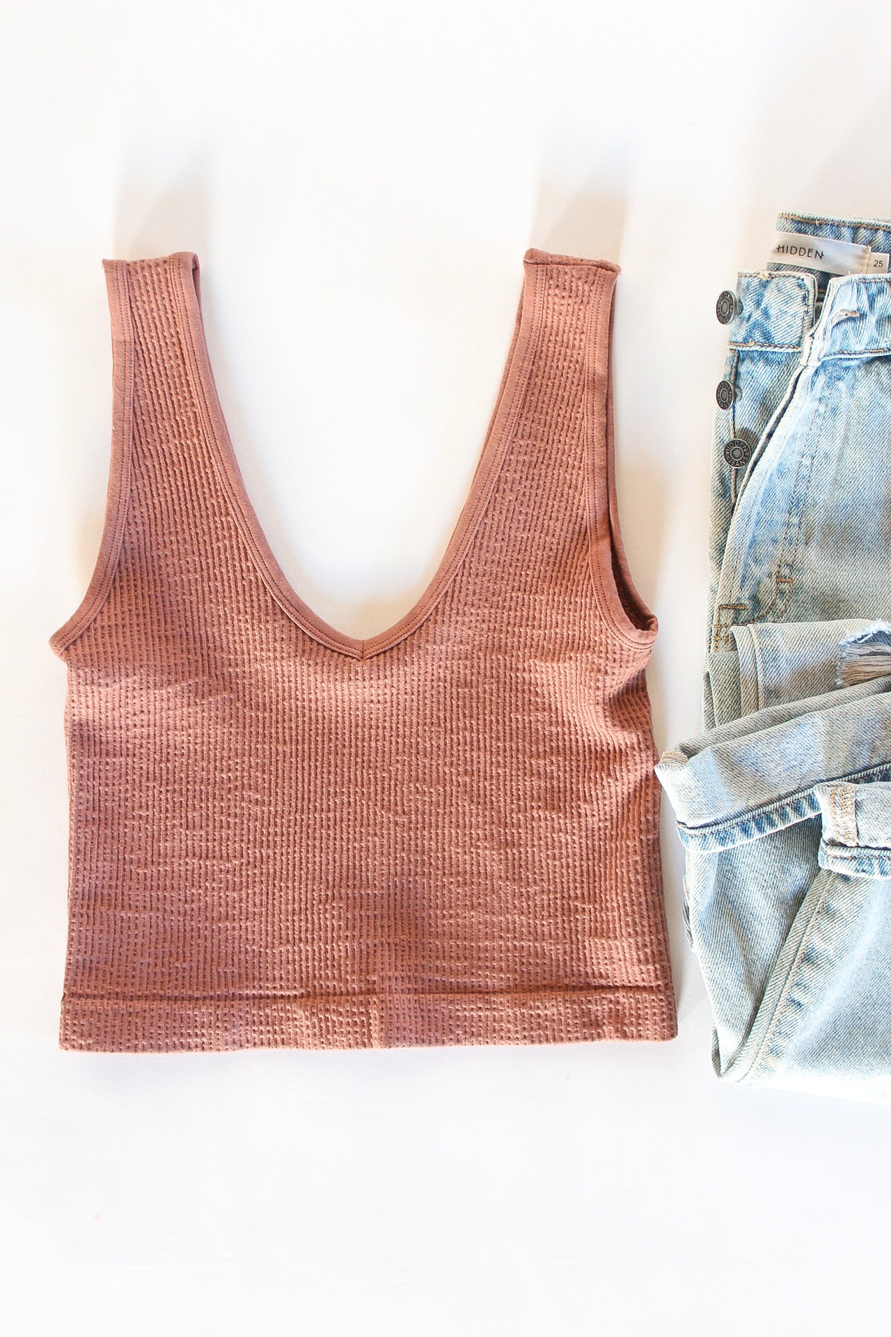 Waffle Ribbed Cropped Cami